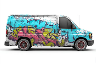 design an awesome vehicle wrap for your van, trailer, truck wrap car wrap design