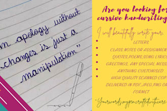 create cursive handwritten letters,notes or assignments