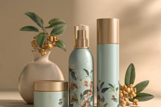 design cosmetic oil private label and packaging mockup