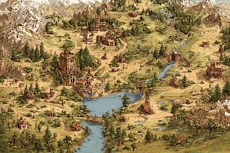 create fantasy map illustration for map