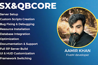 create custom fivem scripts, esx, qbcore, server setup and optimization
