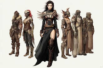 draw fantasy scifi custom characters and concept