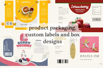 design product packaging, custom labels and box designs