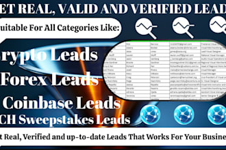 deliver genuine crypto email list, forex lead, sweepstakes lead, coinbase leads