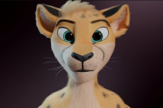 rig3d anthro character,game ready furry avatar,zbrush model,realism hair,obj dog