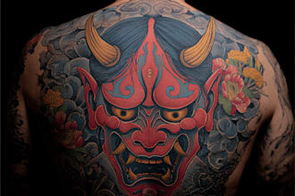 design a japanese hannya mask tattoo for you