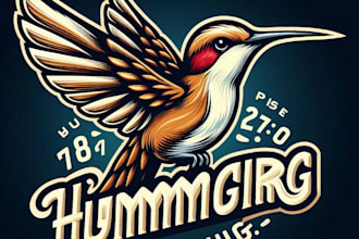 design high quality hummingbird mascot logo with t shirt design