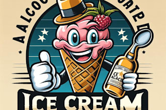 design high quality alcohol ice cream vintage logo with t shirt design