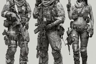 draw military characters or military related illustrations