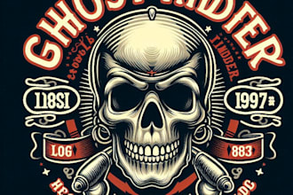 design high quality ghost rider mascot logo with t shirt design