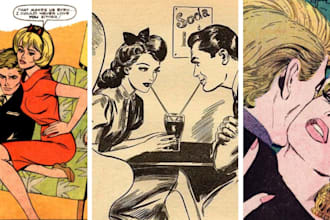 draw retro vintage comic illustration distressed vintage art for tshirts or book