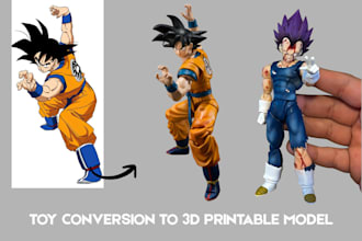 convert 2d image drawing into 3d model stl files for toys products 3d printing