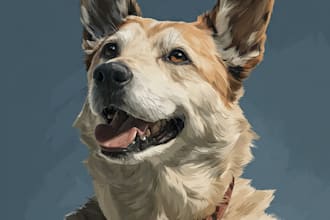 create a digital pet portrait of your dog, cat