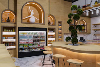 craft 3d modern lebanese,interior restaurant,3d lonuge,shoping place,cafe render