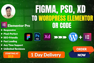 convert figma to wordpress, figma to elementor pro, psd to wordpress