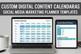 design custom digital content calendars,social media marketing planner templates