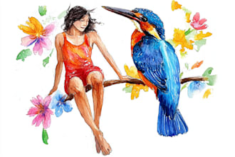 create a custom watercolor illustration summer sale