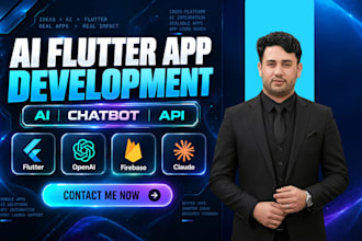 develop ai flutter app,ai chatbot mobile app, ai saas app and ai API integration