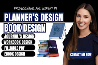 design journals, planners, workbook, ebook and fillable pdf