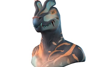 zbrush dino bust,pbr metallic texture,digital3d sculpture,turntable stl figurine
