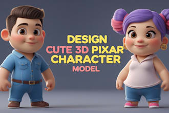 design cute 3d character, animal, mascot, cartoon model modeling in pixar style