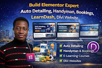 build elementor expert auto detailing handyman bookings learndash divi website