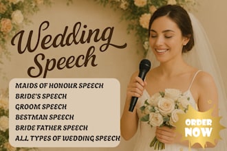 write maid of honor speech, bride speech, groom speech, best man speech