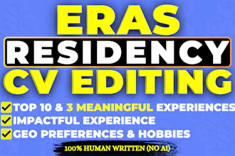 deep edit and upgrade your eras CV, residency application,  personal statement