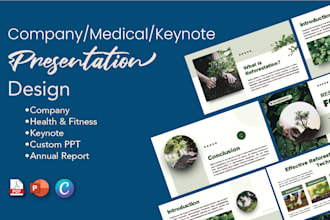 design custom modern company presentation, medical, ppt template, keynote, canva