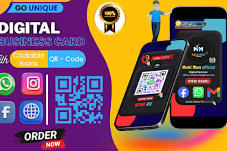 design a clickable virtual business card with qr code in 24h