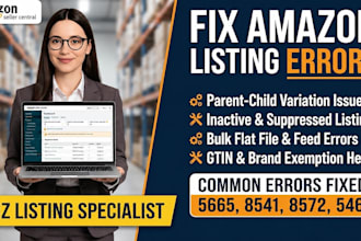 fix amazon listing errors, gtin exemption and inactive products as VA