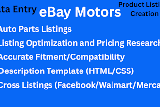 do ebay product listing, auto parts listing, expert ebay lister