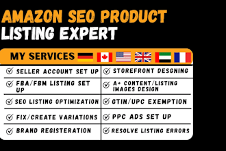 set up SEO amazon fba fbm account product listings