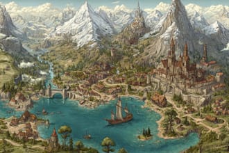 create fantasy map illustration for map