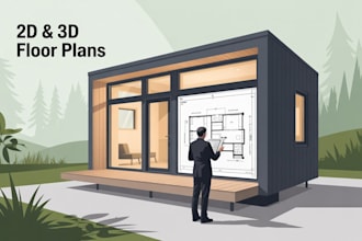 design modern tiny house plans with 2d, 3d, and architectural drawings