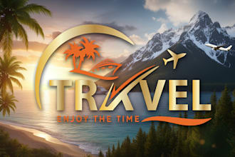 design creative tourism, resort, vacation and travel agency logo