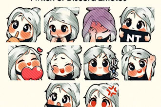 draw cute emotes, sub badges, stickers for twitch, discord, kick stream