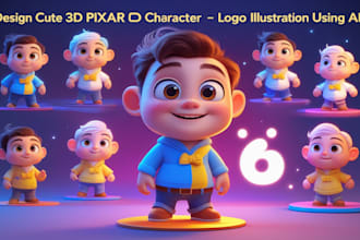 create 3d disney pixar style cartoon ai art avatar logo illustration using ai