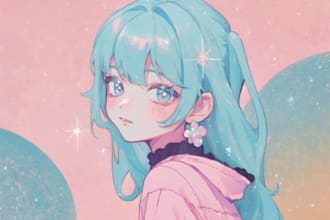 make an artwork in aesthetic anime illustration style
