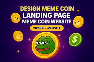 design meme coin landing page, meme coin website, crypto website