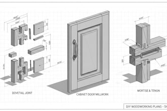 create 3d cad drawing and models for DIY woodworking, millwork, joinery plans