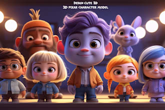 design 3d pixar style cartoon character ai art avatar logo banner image editing