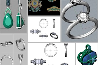 create 3d jewelry cad desifn and render it, jewelry stl commission for prototype