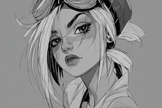 tattoo illustration anime style in lines