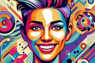 create an vector art portrait face, vehicle