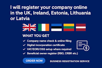 register your company online in the UK, ireland, estonia, lithuania, latvia