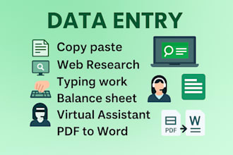 be your remote data entry clerk  for accurate typing and copy paste tasks