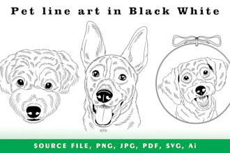 make digital line art pet from photo