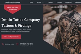 design tattoo studio spa beauty website body piercing online booking seo website