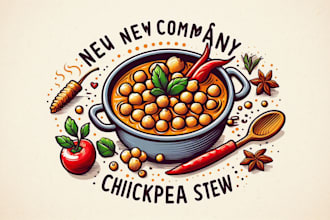 design hand drawn chickpea stew logo with express delivery